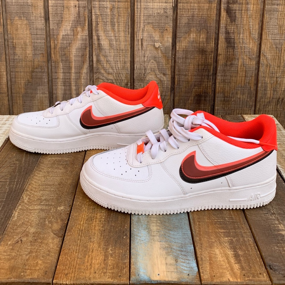 Nike Air Force 1 White & Bright Crimson Shoes